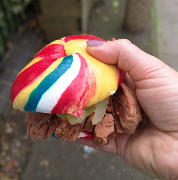 Salt Beef in a Colourful Beigel